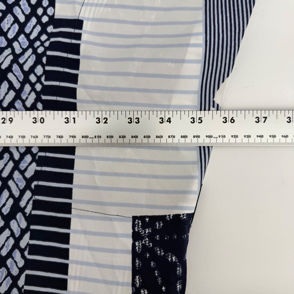 Natori Women Navy White Patchwork Floral Geometric Caftan Maxi Dress XS Pockets - Picture 6 of 7